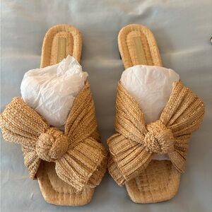 Loeffler Randall Daphne Natural Woven Bow Sandals size 6
